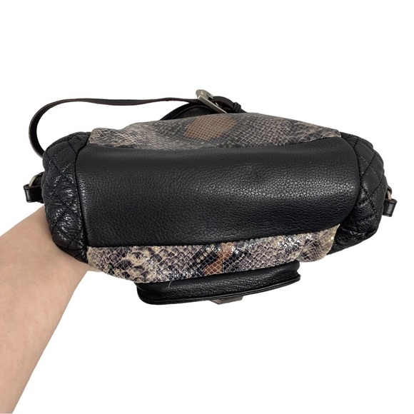 Aimee Kestenberg Purse Zoe Satchel Shoulder Bag Quilted Snakeskin Black Brown - Picture 6 of 15